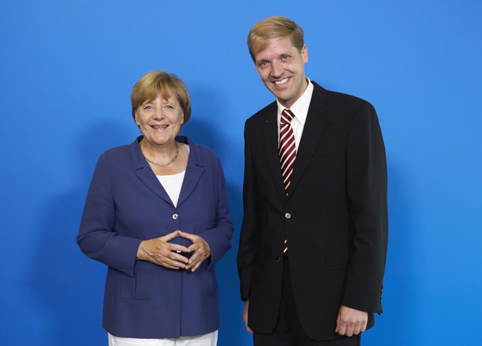 Bundeskanzlerin Angela Merkel mit Landratskandidat Christian Schulze Pellengahr
